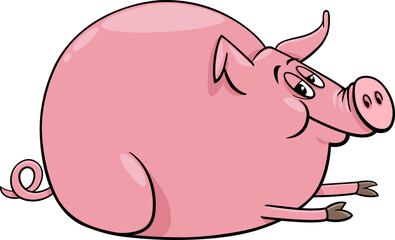 funny cartoon lying pig farm animal character