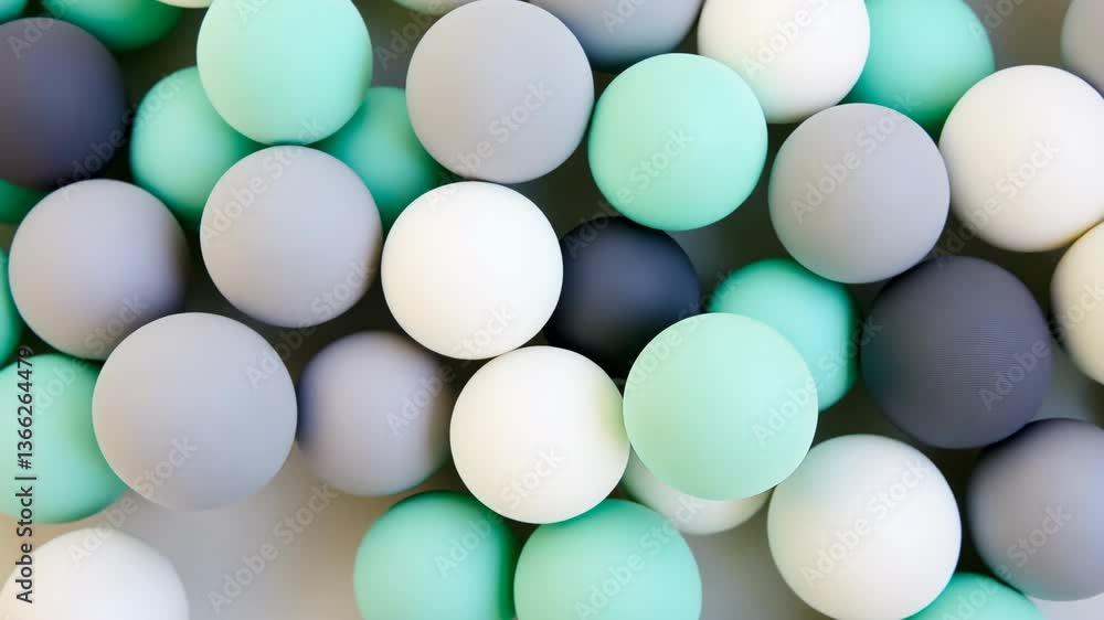Poster colorful assortment of spheres in various shades arranged on a flat surface, showcasing playful text