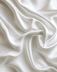 Naklejka premium White Silk Fabric Flowing with Soft Folds and Subtle Light Patterns