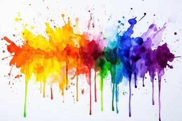 Fototapeta premium Vibrant rainbow watercolor splash with dynamic paint splatters and expressive color gradients