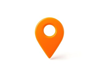 3d orange map pin icon isolated on white