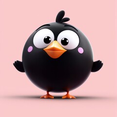 Naklejka premium Adorable 3D Render of a Cute Black Chick