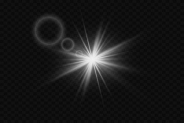 Bright explosion of star rais with glare. Sparkling magical dust particles. EPS 10 vector.