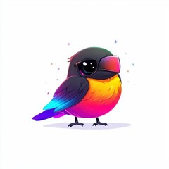 Obraz premium Cool Bird with Sunglasses - Colorful Cartoon Illustration