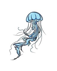jellyfish with style hand drawn digital painting illustration