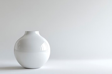 White Round Vase Still Life on White Background for Interior Design