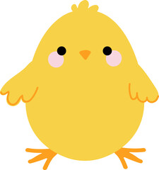 Cute little cartoon yellow chick. Flat vector illustration