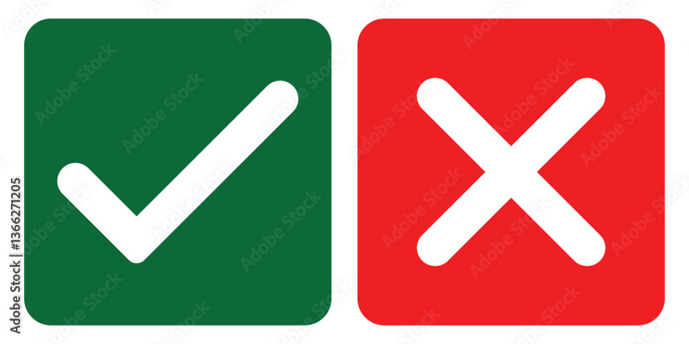 Poster check mark and cross symbols. cross and tick. checkmark and cross mark icon with true and false sign