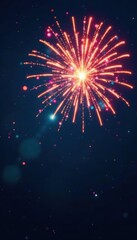 Obraz premium Firework burst overlay with flashing lights and colors on a dark blue background, night sky, color