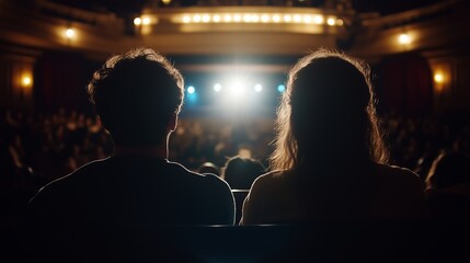 Couple Enjoying a Live Theater Performance Together