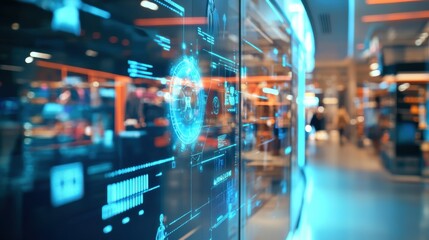 An AI powered system enhancing predictive analytics in retail by analyzing real time consumer behavior and shopping trends, futuristic AI-driven retail platform, Retail technology style