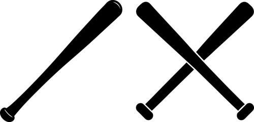 Black wooden baseball bat vectors collection black and white, Vector of baseball bats set design