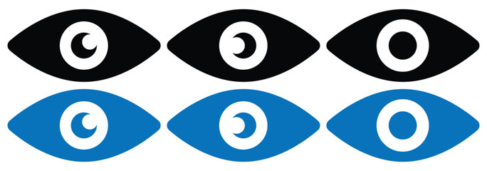 Eye icon set. Eye view icon. Eyesight symbol. See and unsee symbol. Show password. Privacy and block flat or line vector. Retina scan eye icons. Vector illustration