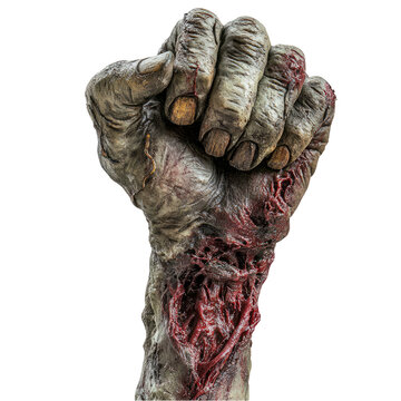 Gruesome Zombie Fist Rising from the Grave with Transparent Background