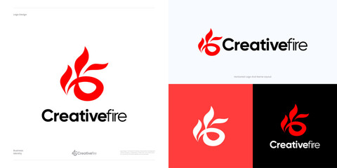 Creative fire flame logo icon design vector, symbol hot red blaze with spark fire concept sign, illustration template element for brand identity and business.