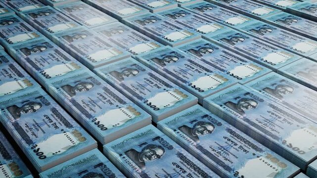 Bangladeshi 100 Taka Banknote on Floor with Camera Movement &ndash; Close-Up Stock Footage. BD one hundred TK concept of finance and money