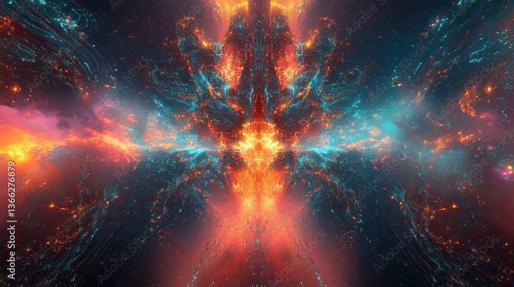 Poster cosmic rhapsody: an exploration of nebulous forms and celestial hues in deep space