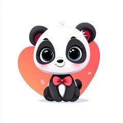 Obraz premium Adorable Baby Panda with Heart-Shaped Background - Valentine's Day Design