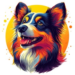 Naklejka premium Cute cartoon corgi portrait drawing high resolution wallpaper