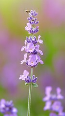 Fototapeta premium Purple wildflower with a bee in a meadow