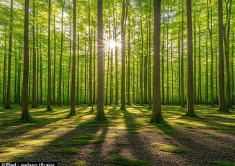 Obraz premium Sunlight Forest Pathway.