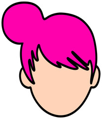 Cartoon Illustration of a Female Face with Pink Hair  sticker