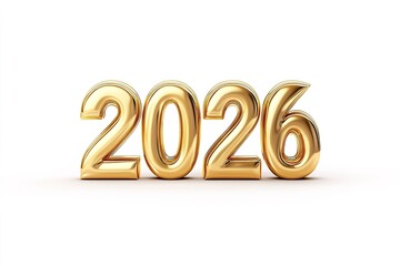 Golden metallic numbers representing the year 2026 against a white background
