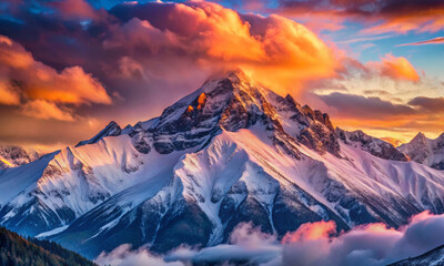 Silver ice and golden light: sunset moments among snow-capped peaks