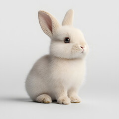 Obraz premium Adorable baby rabbit, soft white fur, cute