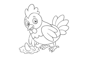 Chicken coloring page for kids 