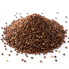 pile of brown seeds on white background