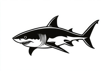Obraz premium Black logo style illustration of a shark.