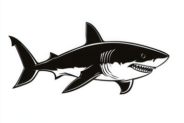 Obraz premium Black logo style illustration of a shark.