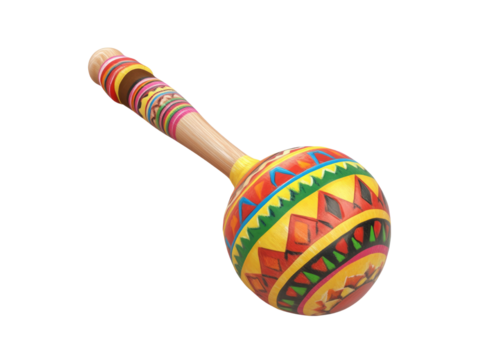 3D Realistic Cartoon Mexican Rattle isolated on transparent background.