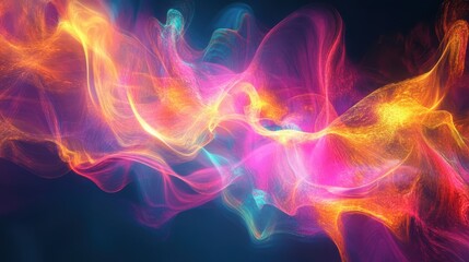 Obraz premium Abstract Vibrant Flowing Energy Pink, Orange, and Teal Swirls Background