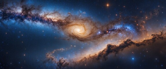 Fototapeta premium serene spiral galaxy with central star - deep space exploration