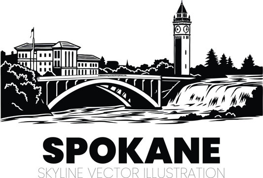 Modern Spokane Artwork &ndash; Simple Yet Stunning Skyline








