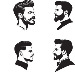 Vintage man face barber shop black and white vector
