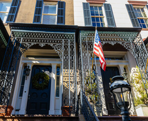 Colorful Houses in The Downtown Historic District, Savannah, Georgia, USA