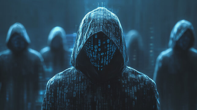 Hackers are planning to hack and attack Zeroday networks and cyber security systems in Smart digital city with Data center on cloud cyber security and Blue Binary Data Software Programming Code 