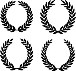 Laurel wreath vectors collection black and white, Vector of black laurel wreath round style set design