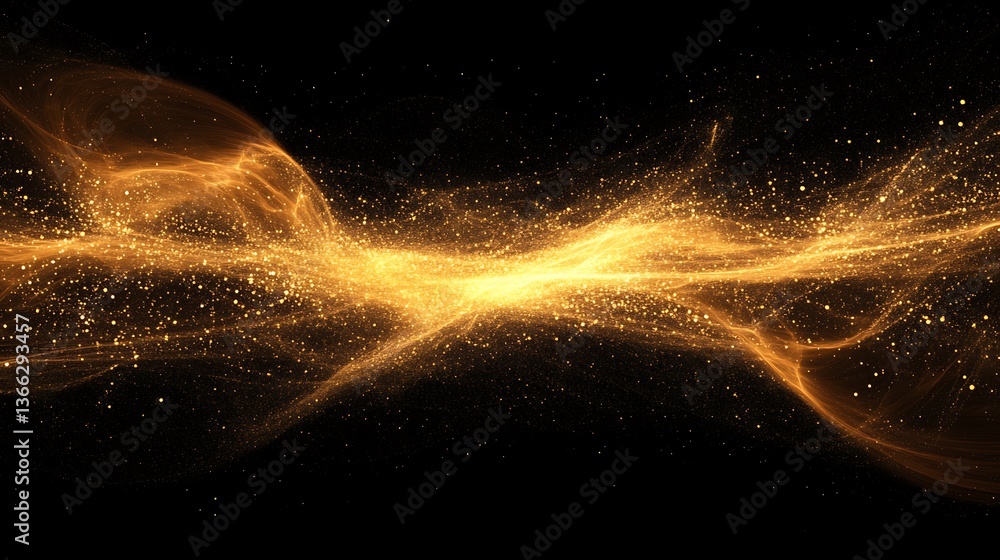 Poster abstract golden light streaks on a dark background create a mesmerizing and elegant display of cosmi