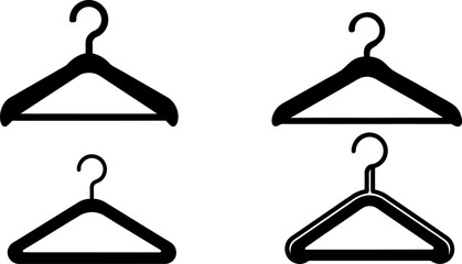Wooden suit hanger vectors collection black and white, Vector of coat hanger set design