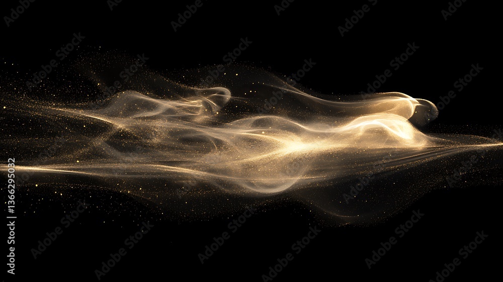 Poster abstract golden particle wave on black background: elegant design for creative projects and visual c