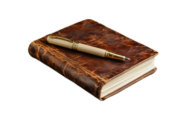 Burnt Sienna Leather Journal with Beige Pen