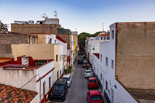 Narrow street on the island of Tenerife on a summer evening