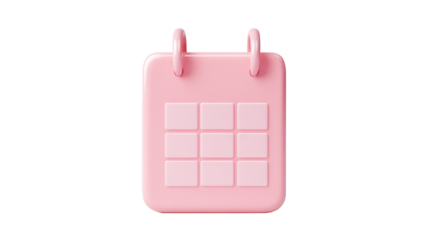 Pink calendar with a modern design on a transparent background