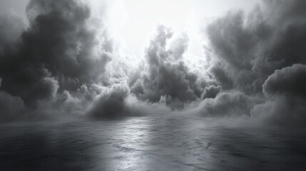 Obraz premium Dramatic Cloudscape Over a Dark, Reflective Plane