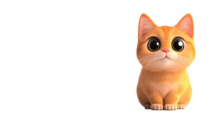 Cute kitten with big eyes sitting upright, cut out transparent