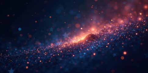 Fototapeta premium Sparkling starfield on a black background with a touch of moonlight, night sky, universe, space